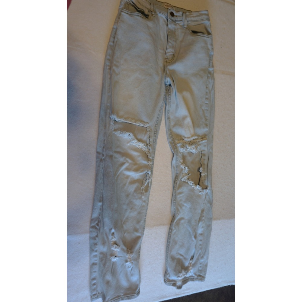 Vibrant M.i.U Light Wash Distressed High Rise Straight Leg Jeans EP1916 Size 5